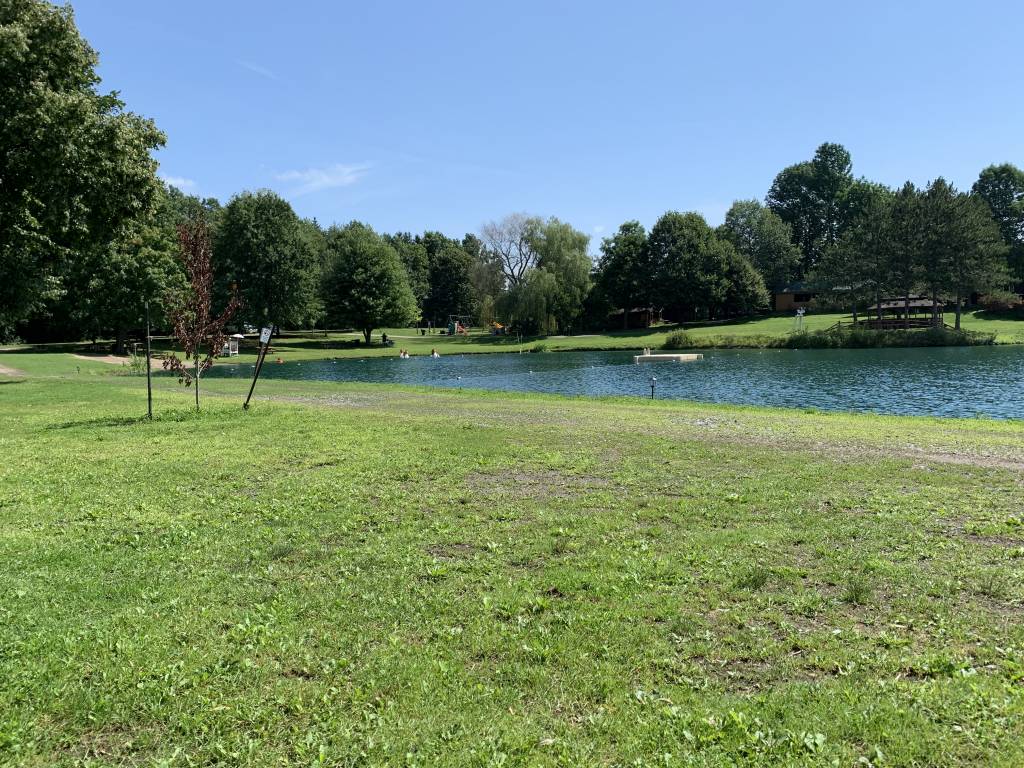 View of the campground lake.