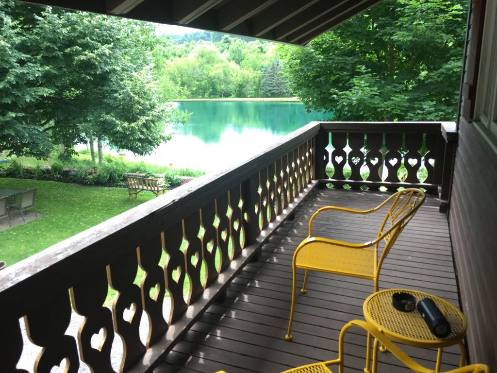 View of the campground lake from balcony.