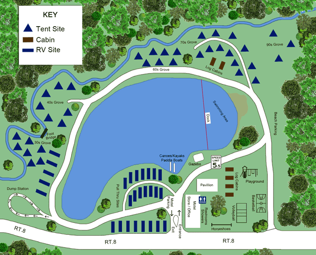 Campsite Map for Lake Chalet, NY